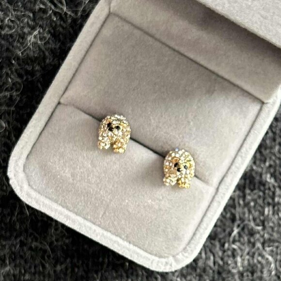 Kate Spade Gold & Crystal Arctic Friends Polar Bear Pavé Collectible Earrings - Picture 3 of 6